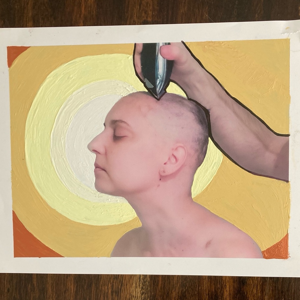 Acrylic on Archival Photographs Print “Painted My Husband Helps-Diagnosis 1”